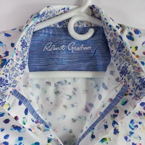 Robert graham Button up Large short sleeve shirt L Colorful animal print cotton - Picture 10 of 11